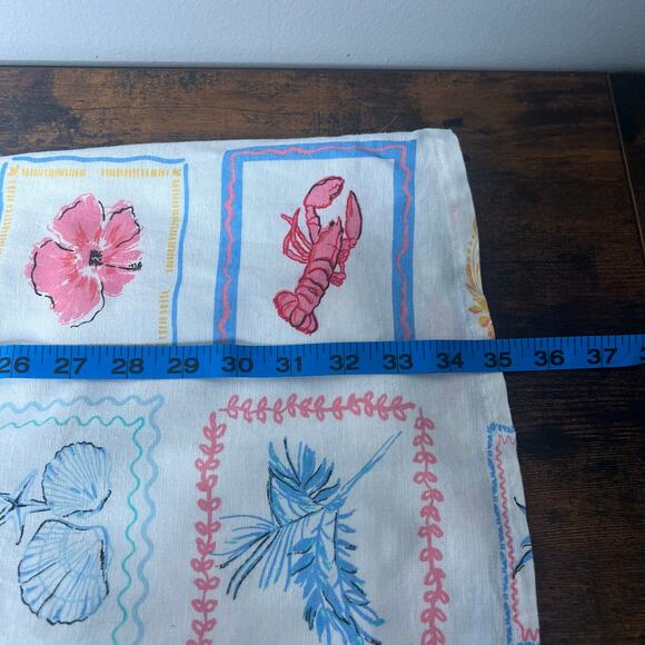 Japna Mini Sundress Amalfi Coast Print Smocked Back Coastal Linen Blend Womens M - Picture 12 of 12